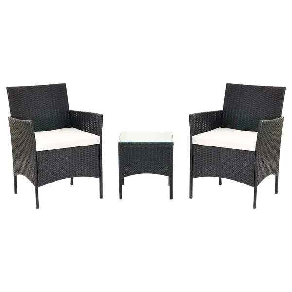Modern Design 3-Piece Outdoor PE Rattan Garden Coffee Set Factory Direct Delivery Courtyard Portable Garden Sofa Set photo-2