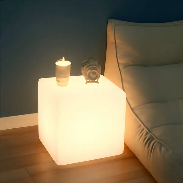 PE Plastic RGB LED Glowing Cube Chair IP65 Waterproof 16 Color Light up Seat for Outdoor Garden Poolside Decoration photo-2