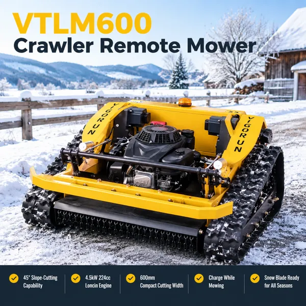 【Газонокосилка Vigorun VTLM600 RC Crawler с сертификацией CE/EPA, производительность на крутых склонах до 45° для прополки садов на холмах】
