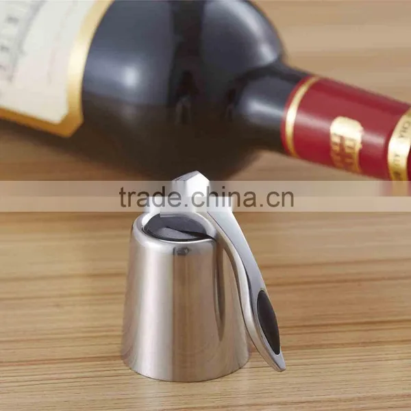 Stainless Steel Vacuum Extraction Fresh Red Wine Cork Stopper Silicone Wine Bottler Stopper With Handle Champine Stopper