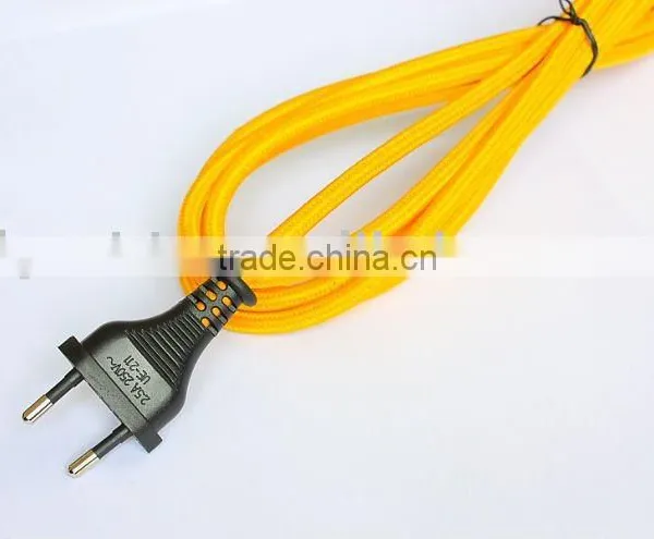 VDE 2 Pin Plug Textile Power Cable Power Cord for European