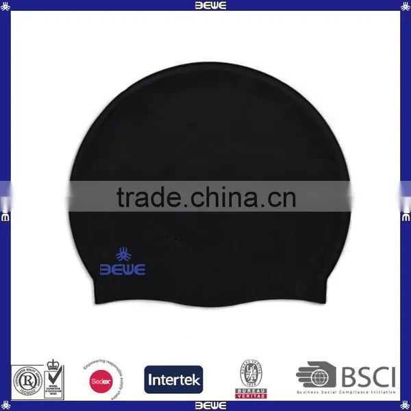 Cheap Ear Protection Black Swim Cap