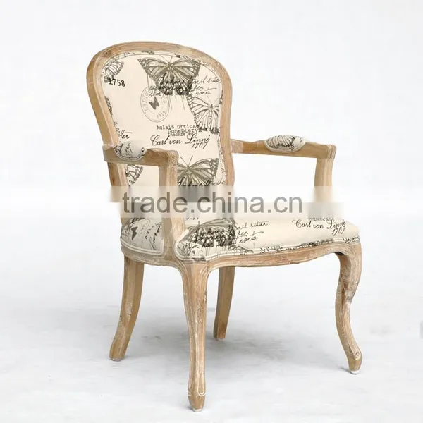 RCH-1521 Vintage Upholstered Dining Chair Antique Oak Armchair photo-4