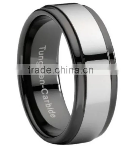 Classic Tungsten Finger Ring in Black Plating and Polished