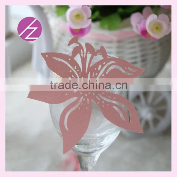 2016 New Design Paper Mandarin Duck Table Wedding Decoration Laser Out Place Card for Wine Glass JK-70