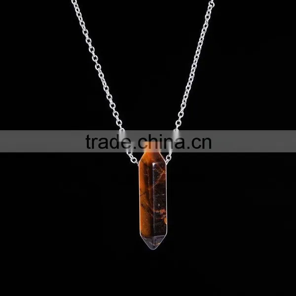 2016 Trendy Hot Style Rose Quartz Natural Stone Bullet Necklace SMJ0138 photo-4