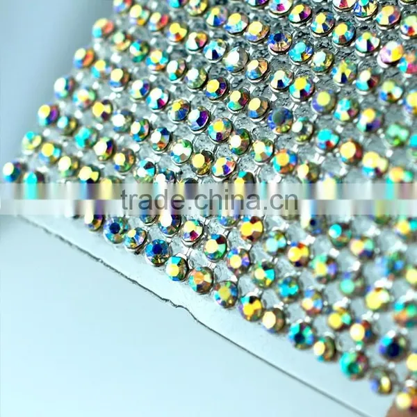 Best Quality Metal Setting Hot Fix Crystal Trimming 120*45cm, Hot Fix Cristal Rhinestone Roll, Iron on Cristal Net Wholesale photo-3