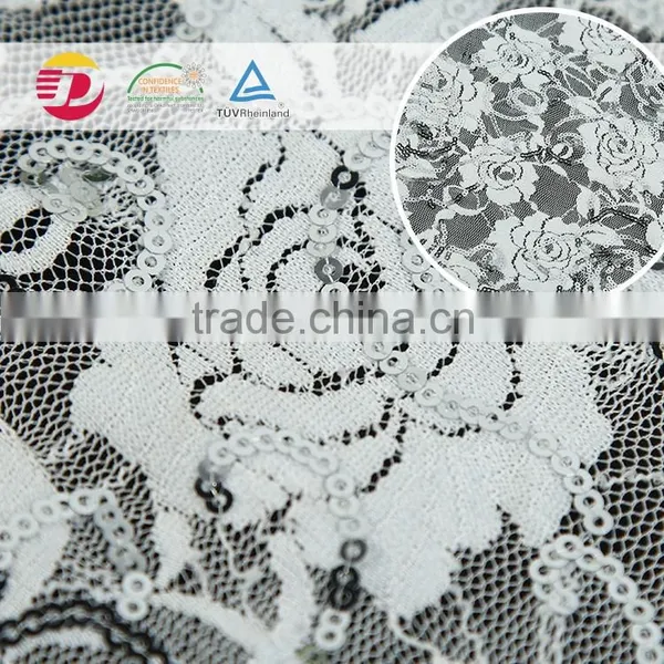 Wholesale Spandex High Quality Embroidery Sequins White Lace for Dress photo-2