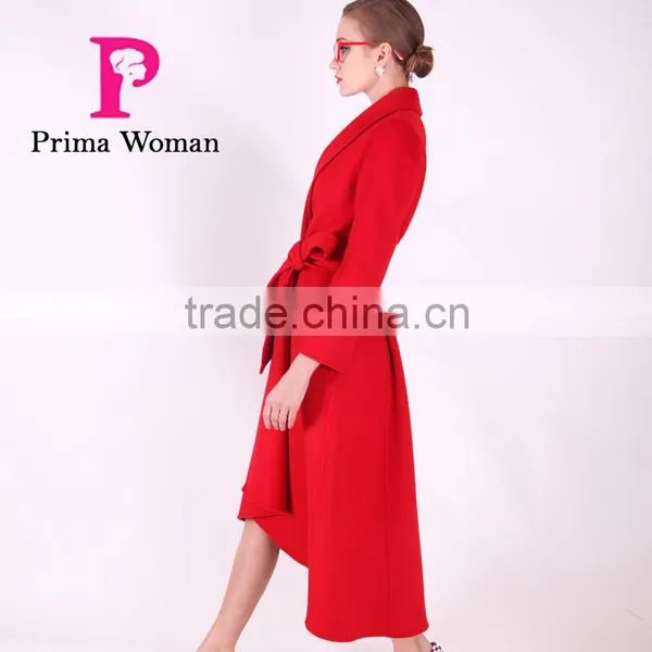 2016 New Design Spring Women Length Slim Fit Wool Coat With Belt photo-2