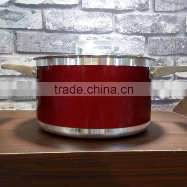 Red Aluminum Non-stick Saucepan Sauce Cooking Noodle Pasta Soup Pot With Glass Lid photo-5
