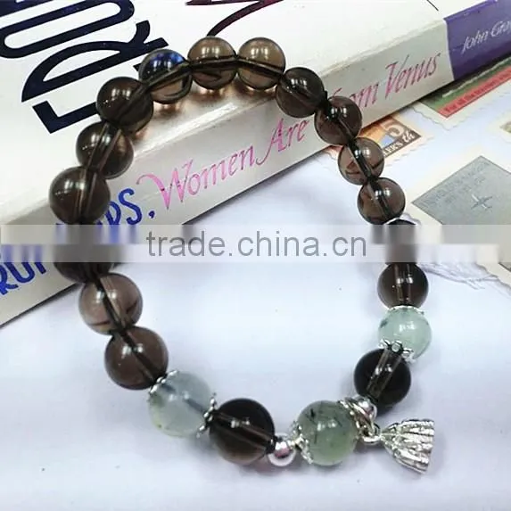 Smoky Quartz Natural Gemstone Round Beads Bracelet photo-2