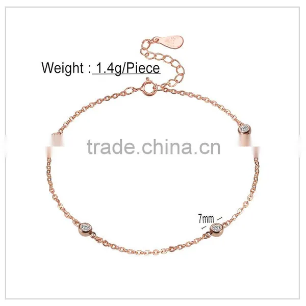 Rose Gold Plated Bead Bracelet in 925 Silver photo-5