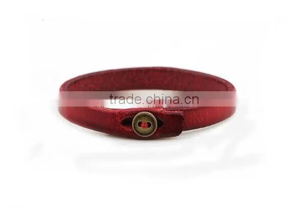 >>New Arrival Classic Plain Leather Bracelet,button Leather Bracelet// photo-3