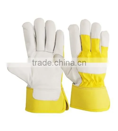 Double Palm Grey Cowhide Split Leather Working Gloves photo-2