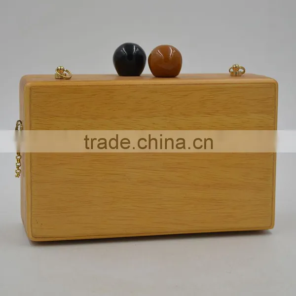American Famous Brand Double Balls Lock Women Wooden Bag Evening Clutch Ladies Hard Case Day Clutches Minaudiere Handbag Purse Quality Choice photo-6