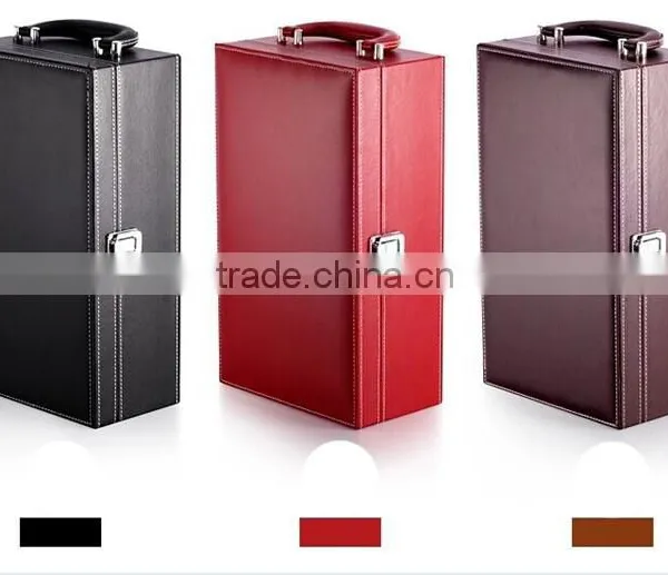 High Quality Customized PU Leather Wood Wine Box photo-6