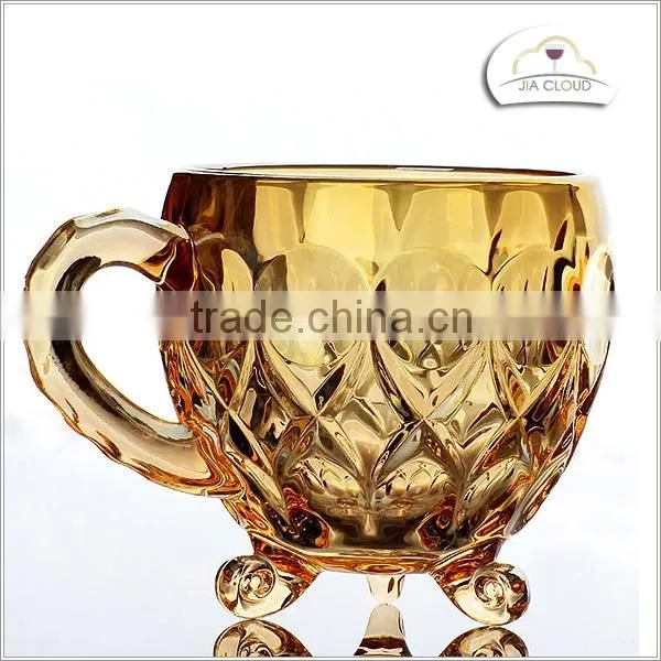 Machine Made Glass Cup Manufacturer Glass Coffee Cup With Golden Print