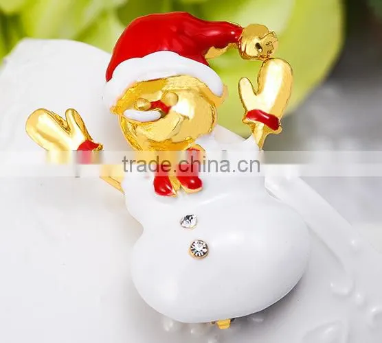 Hooray Red Hat Snowman Gold Plated X'mas Brooch photo-4