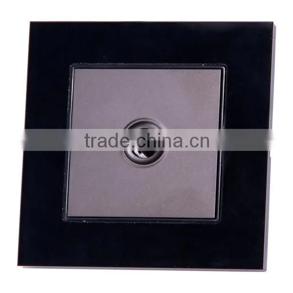 1 Gang Black Crystal Panel Wall Socket for TV 2 Colors photo-2