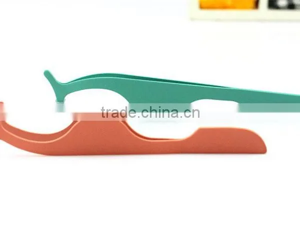 Pink/ GreenFashionable Stainless Steel Volume Eyelash Lash Tweezers photo-3