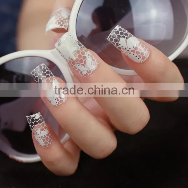 Beuaty Sticker Nail Printing Plate Nail Vinyl Stencil White Lace Elegant Nail Wrap for Beauty Women