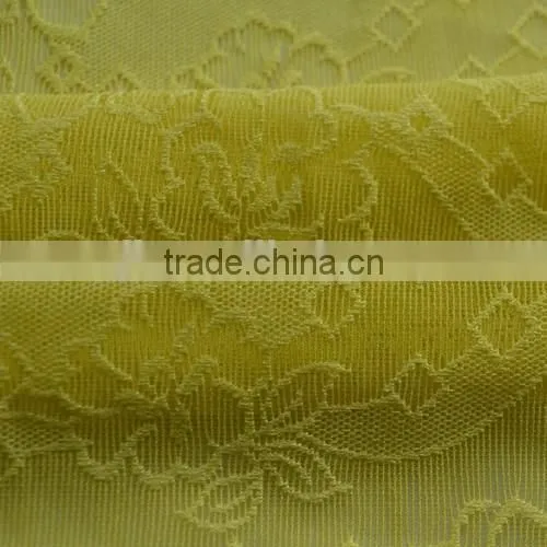 Yellow Warp Knitting Nylon Spandex Jacquard Fabric, Lace Underwear Fabric, Tissu Jacquard de Petits Points
