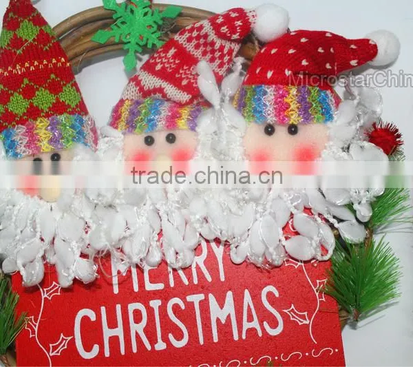 New Home Christmas Decorations Christmas Rattan Ring Santa Claus Snowman Dolls Pendant Party Hanging Ornaments photo-2