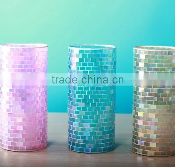 Glass Mosaic Decorative Vase, Mirrored Mosaic Vase With Decoration
