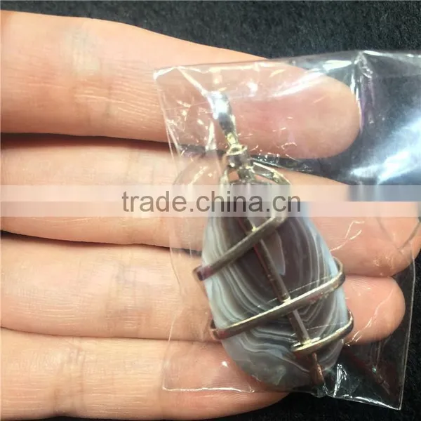 Natural Agate Stone Necklace Wiring Crystal Pendant photo-6