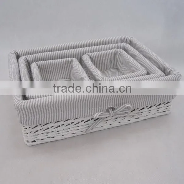 White Half Wicker Basket With Lining photo-2