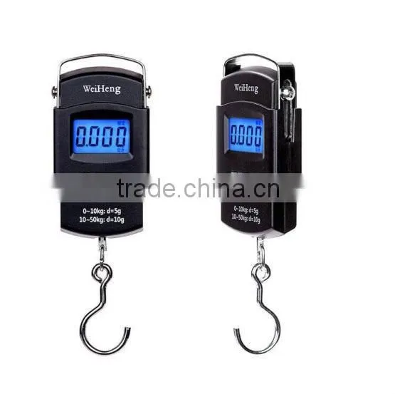 50kg Double Precision Black Electronic Luggage Scale Belt/hook Blue Backlight Lcd photo-2