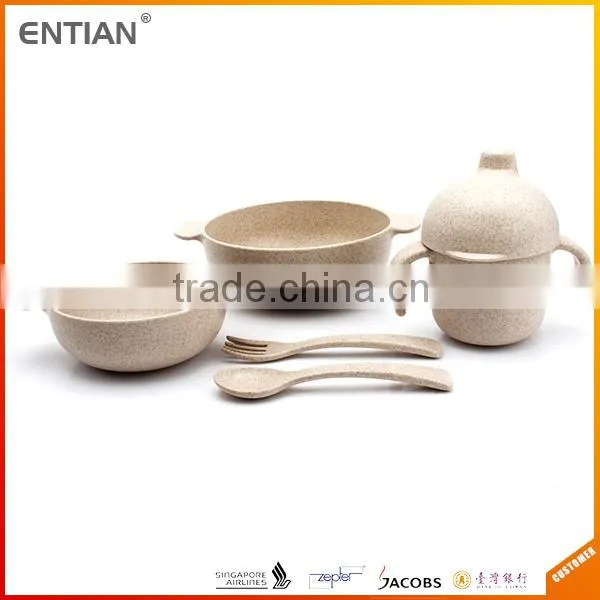 Bio-degradable Wheat Straw Flatware Set With Handlebars, Cutlery Set for Kids