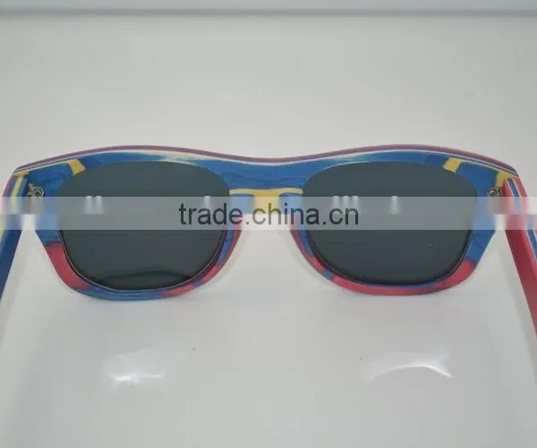 2015 Top Quality Retro Sunglasses Custom Handmade Skateboard Wood Sunglasses Frames Polarized Yellow Lens Sunglasses photo-4
