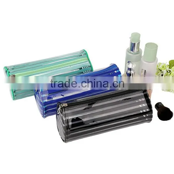 3pcs Stripe PVC Transparent Toiletry Bag Portable Travel Cosmetic Bag Set photo-2
