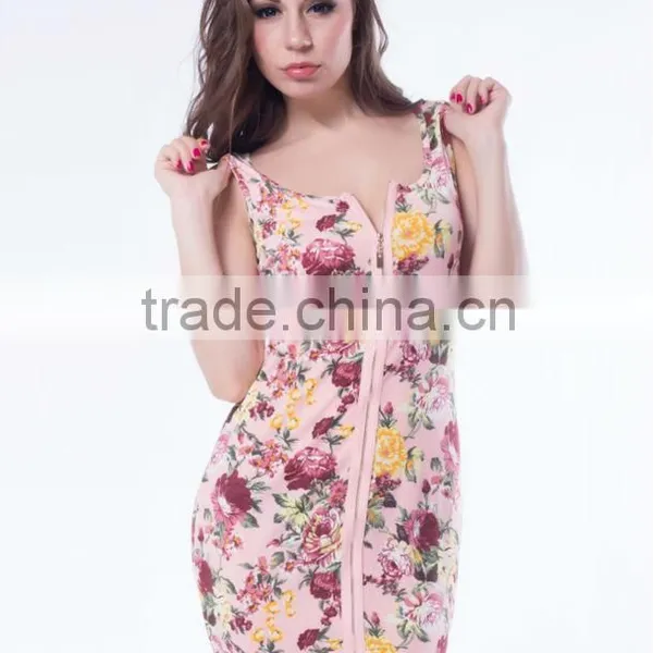 Accept Paypal 2015 New Fashion Sexy Ladies Party Wear Short Sleeve Floral Print Dress photo-3