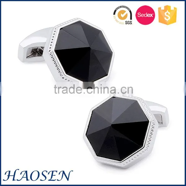 Top Class Simple Design Black Agate-cut Custom Cufflinks photo-4