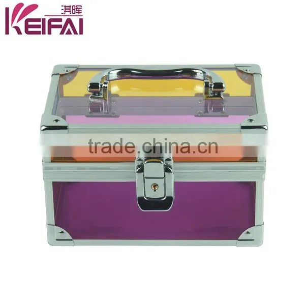 Transparent Purple Plastic Key Lock Home Clothes Storage Box photo-2