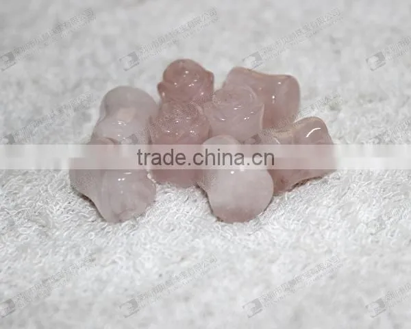 Rose Quartz Carved Flower Ear Piercing Plugs photo-4