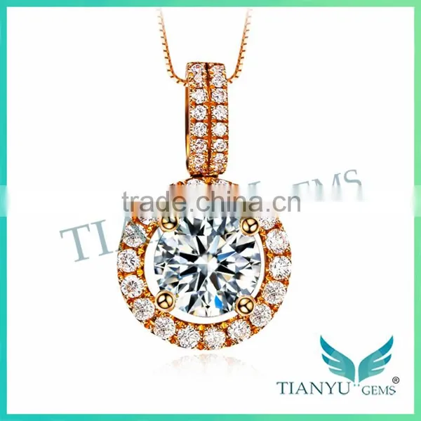 18K Yellow Gold Necklace Jewelry,Moissanite Diamond Pendent for Choker Necklace photo-2