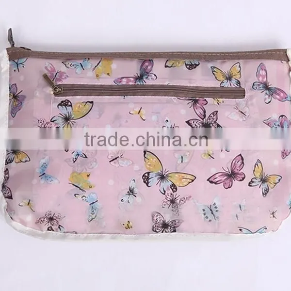 Luxury Nylon Natural Lady Zip Cosmetic Bag