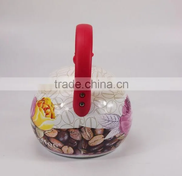 Elegant Red Rose Flower Enamel Kettle Teapot Whistling photo-2