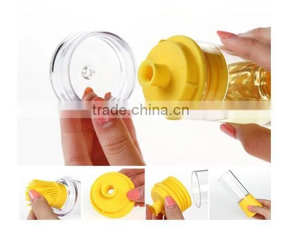CY129 Olive Oil Vinegar Dispenser Bottle Basting Brush Pour Baste Store Space Saver Salad Dressing Cruet Food Storage Container photo-3