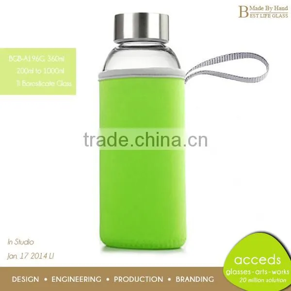 Handmade Promotion Pyrex Glass Water Bottle for Sports BPA Free photo-2