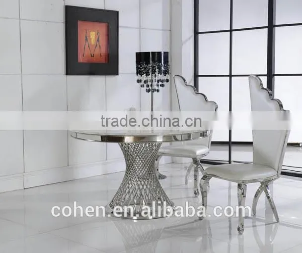 2016 Hot Sale Stylish Design Marble Top Dining Table and Chairs/stainless Steel Furniture Dining Table Set for Restaurant photo-4