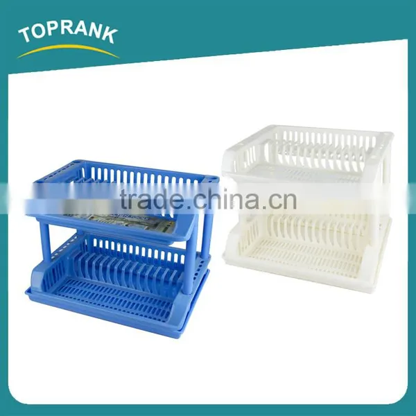 Collapsible Plastic Drying Holder Organizer Drainer Storage Kitchen Dish Drying Rack 2 Tier Dish Rack With Tray photo-3