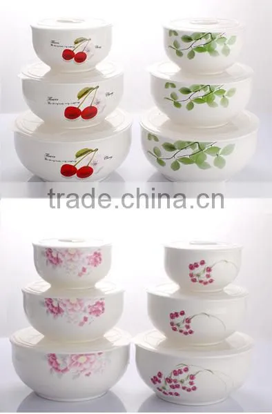New 3pcs High Quality White Colorful Porcelain Pasta Bowl Sets