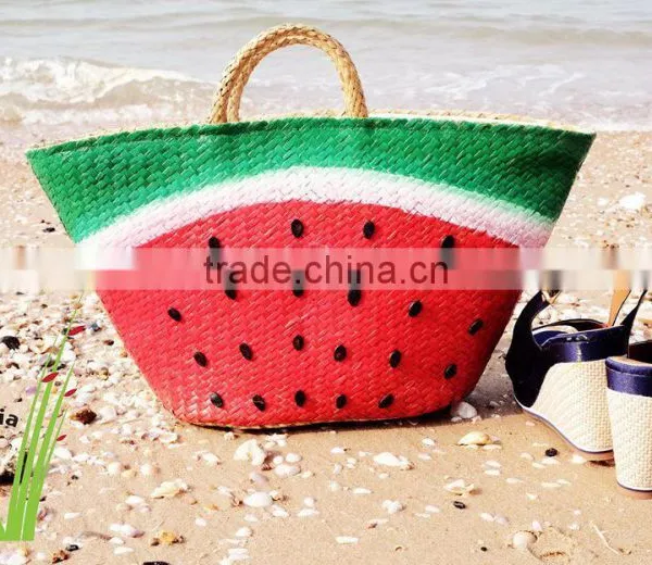 Hottest Fashionable Beach Bag/ Woven Beach Bag/Beach Bag Tote for Summer 2017, Watermelon Handpainting photo-3