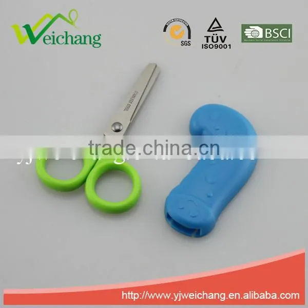 WCSC213 Premium Novelty Wholesale Soft Handle Colorful School Children Plastic Scissors With Funny Cover New Handle Design photo-2