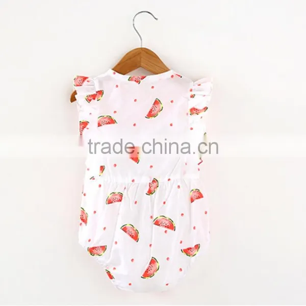 Custom-made Summer Fly Short Sleeve Pink Watermelon Rompers photo-2