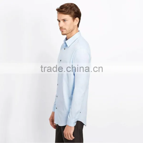 Factory Supply Directly 2015 Fashion Slim Fit Formal Sky Blue Shirts for Men photo-3
